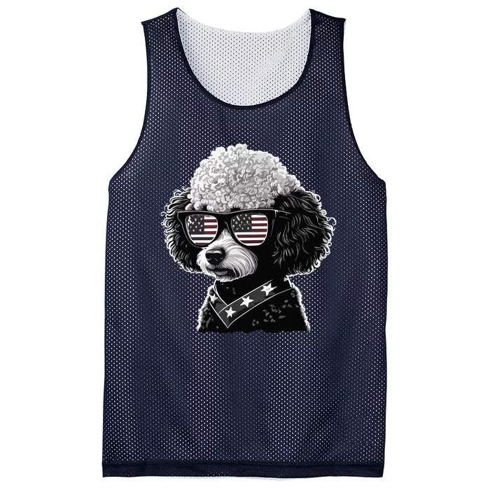 Funny Poodle Dog Miniature Poodle Toy Poodle 4th Of July USA Mesh Reversible Basketball Jersey Tank