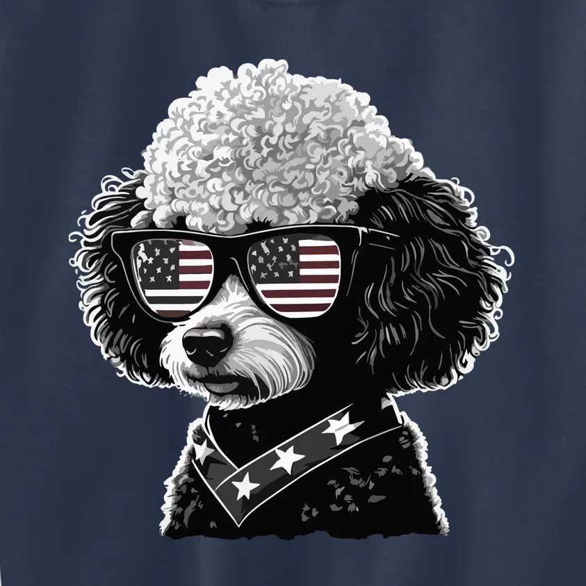 Funny Poodle Dog Miniature Poodle Toy Poodle 4th Of July USA Kids Sweatshirt