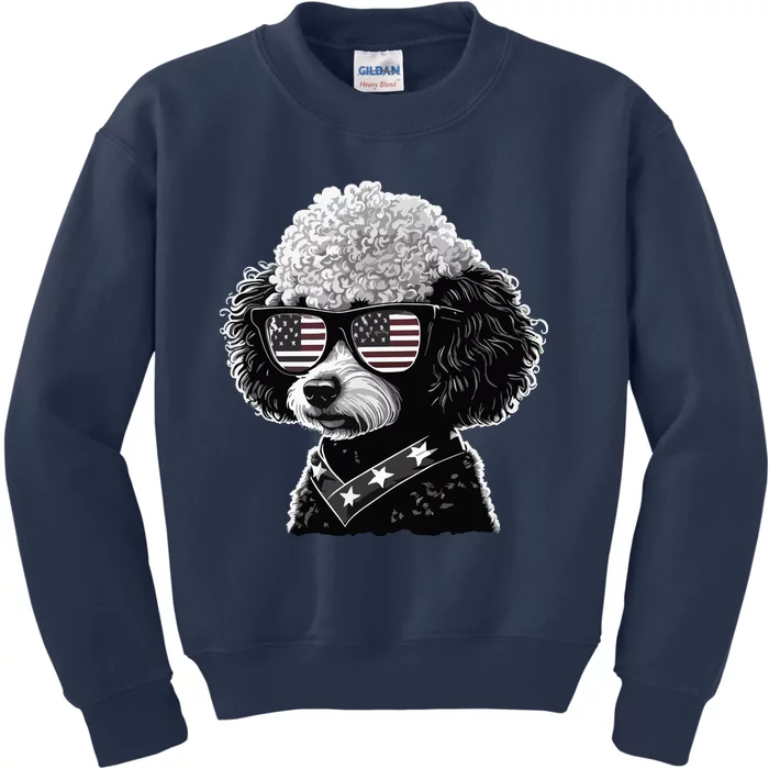 Funny Poodle Dog Miniature Poodle Toy Poodle 4th Of July USA Kids Sweatshirt