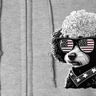 Funny Poodle Dog Miniature Poodle Toy Poodle 4th Of July USA Full Zip Hoodie