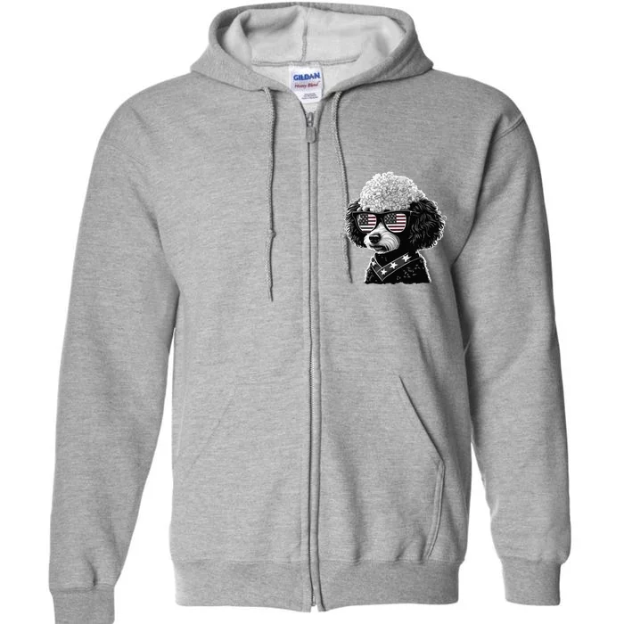 Funny Poodle Dog Miniature Poodle Toy Poodle 4th Of July USA Full Zip Hoodie