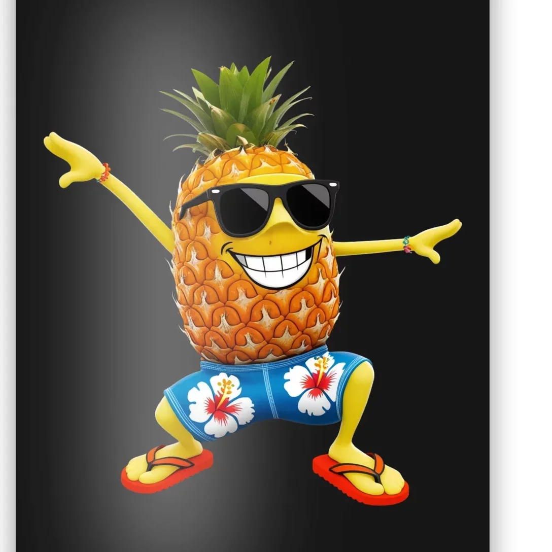 Funny Pineapple Dance Tropical And Playful Design Poster