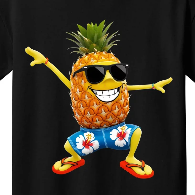 Funny Pineapple Dance Tropical And Playful Design Kids T-Shirt