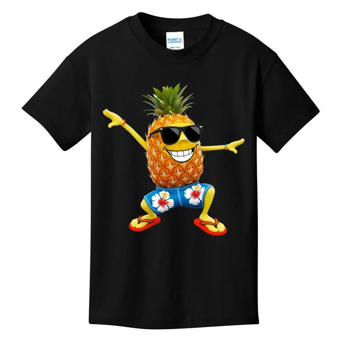 Funny Pineapple Dance Tropical And Playful Design Kids T-Shirt