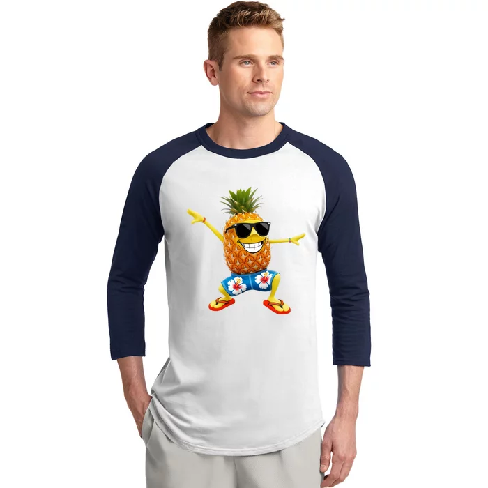 Funny Pineapple Dance Tropical And Playful Design Baseball Sleeve Shirt