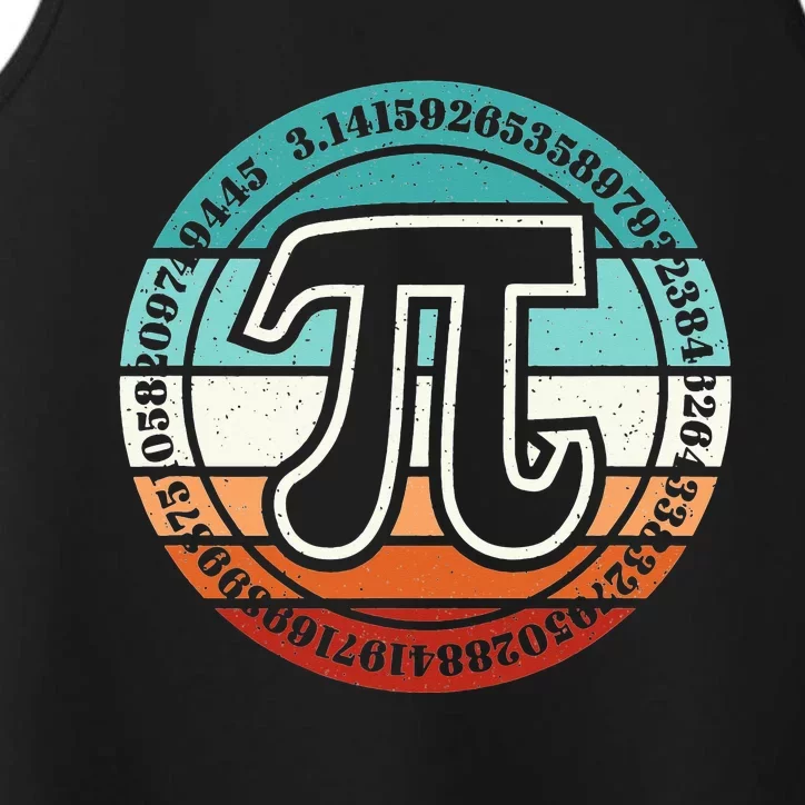 Funny Pi Day Retro Pi Symbol Math Teacher Nerd Geek 3.14 Performance Tank