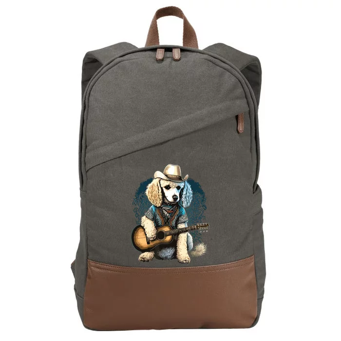 Funny Poodle Dog Miniature Poodle Toy Poodle Country Music Cotton Canvas Backpack