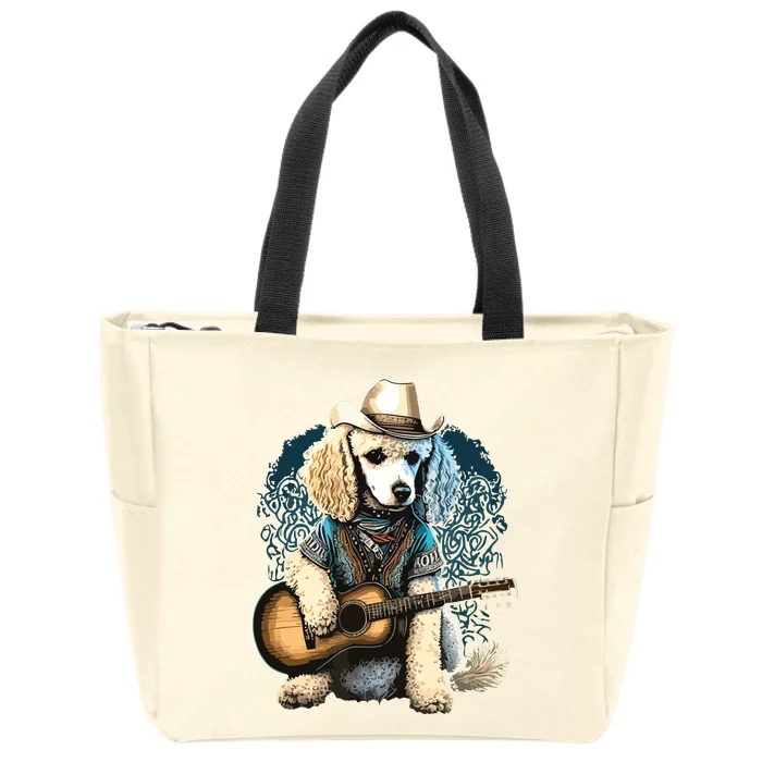 Funny Poodle Dog Miniature Poodle Toy Poodle Country Music Zip Tote Bag