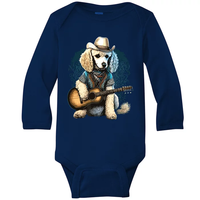 Funny Poodle Dog Miniature Poodle Toy Poodle Country Music Baby Long Sleeve Bodysuit