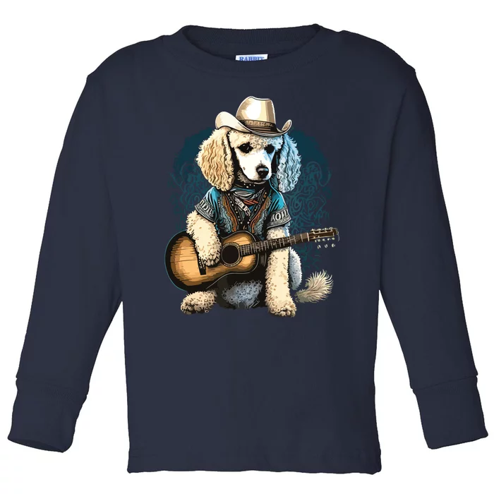 Funny Poodle Dog Miniature Poodle Toy Poodle Country Music Toddler Long Sleeve Shirt