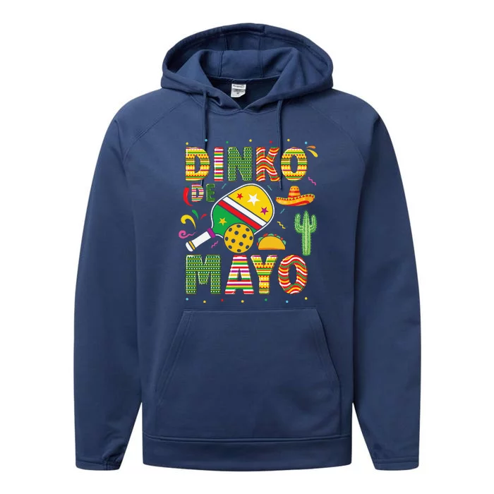 Funny Pickleball Dinko De Mayo Cinco De Mayo Pickleball Pun Performance Fleece Hoodie