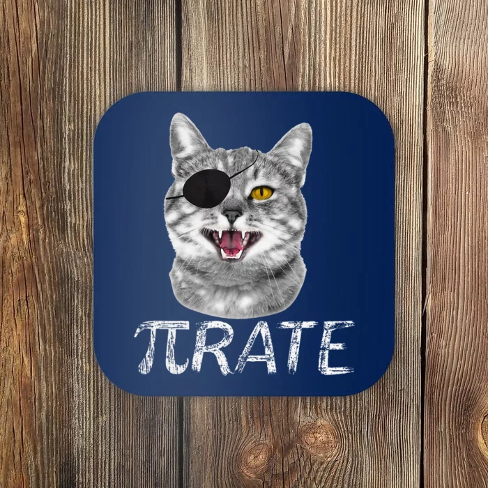 Funny Pi Day Math Science Cat Pirate Coaster