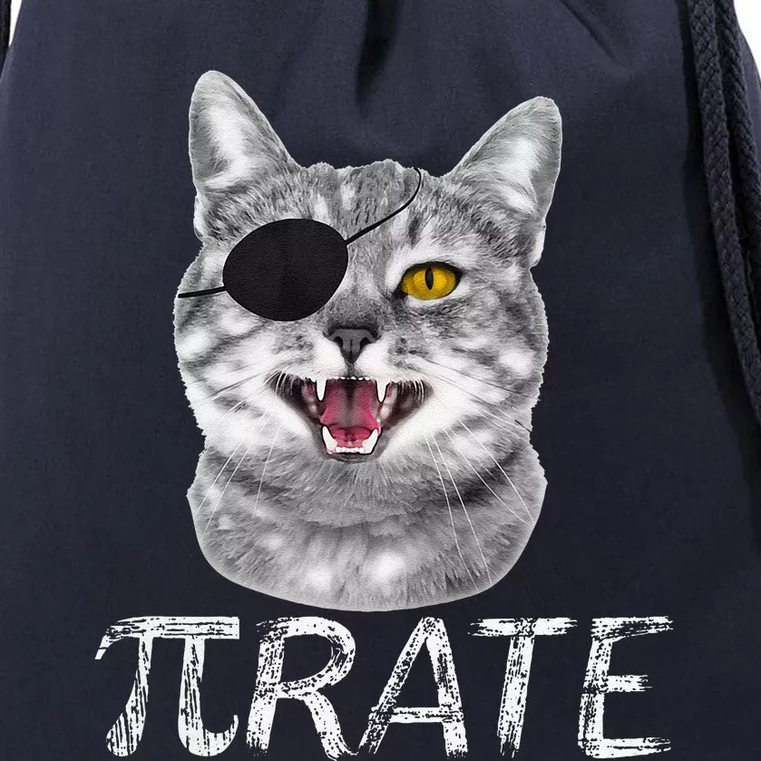 Funny Pi Day Math Science Cat Pirate Drawstring Bag