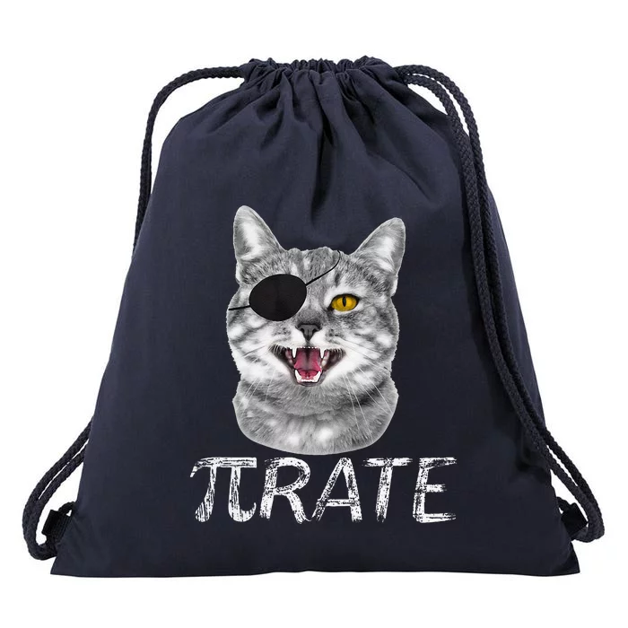 Funny Pi Day Math Science Cat Pirate Drawstring Bag