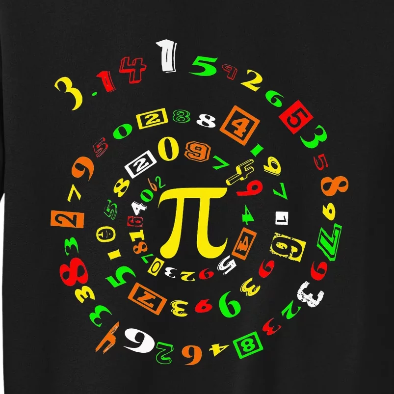 Funny Pi Day Spiral Pi Math For Pi Day 3 14 Tall Sweatshirt