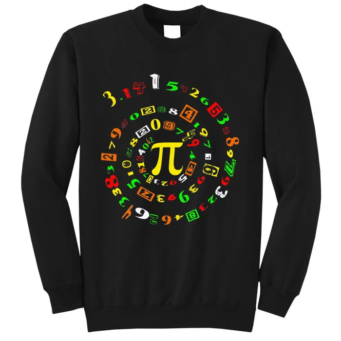 Funny Pi Day Spiral Pi Math For Pi Day 3 14 Tall Sweatshirt