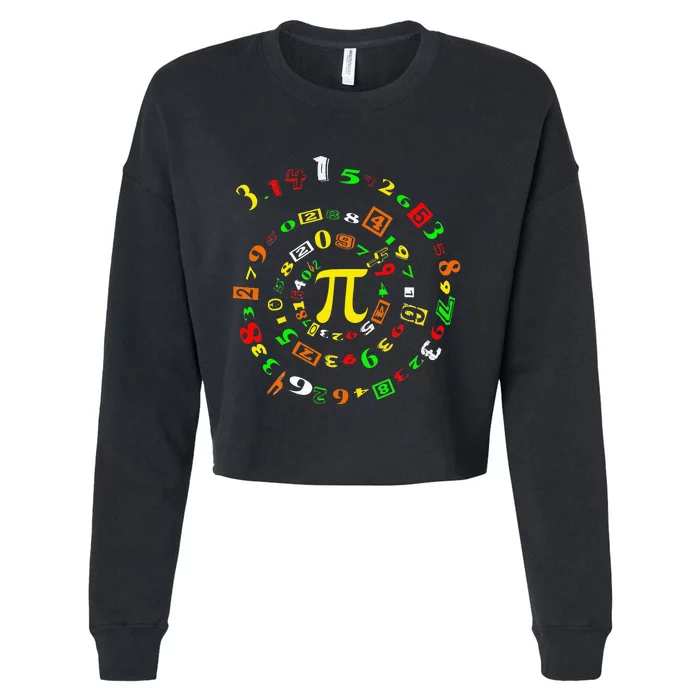 Funny Pi Day Spiral Pi Math For Pi Day 3 14 Cropped Pullover Crew