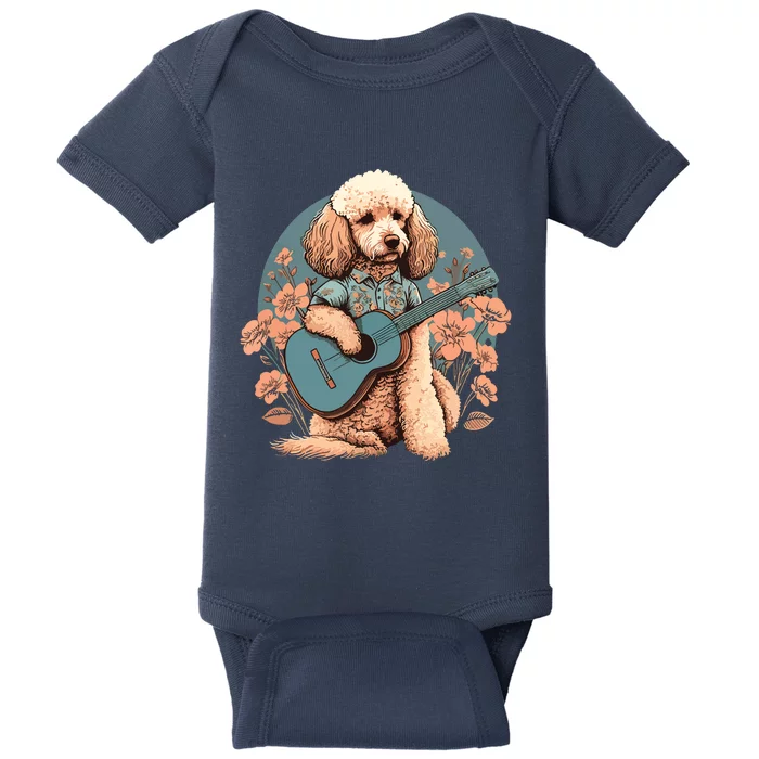 Funny Poodle Dog Miniature Poodle Toy Poodle Country Music Baby Bodysuit