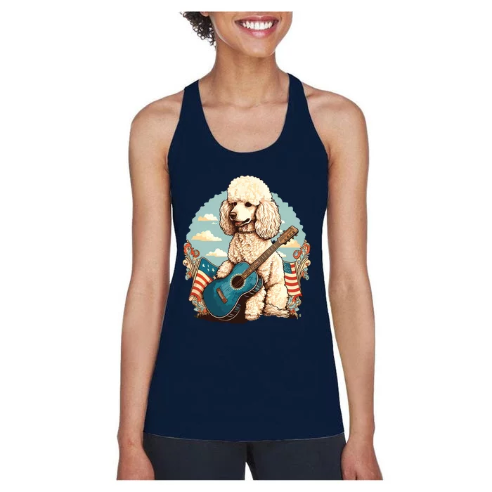 Funny Poodle Dog Miniature Poodle Toy Poodle Country Music Women's Racerback Tank