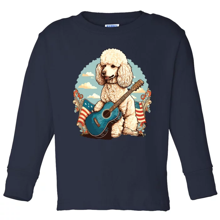 Funny Poodle Dog Miniature Poodle Toy Poodle Country Music Toddler Long Sleeve Shirt