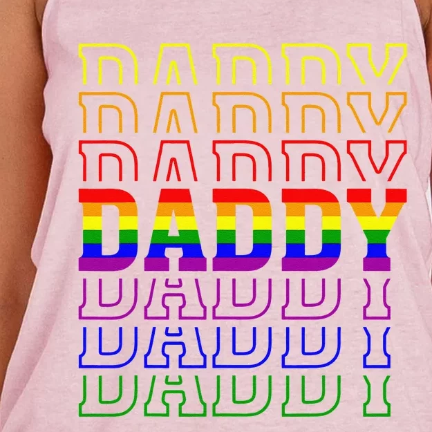 Funny Pride Daddy Proud Gay Lesbian LGBT Gift Fathers Day Women's Knotted Racerback Tank