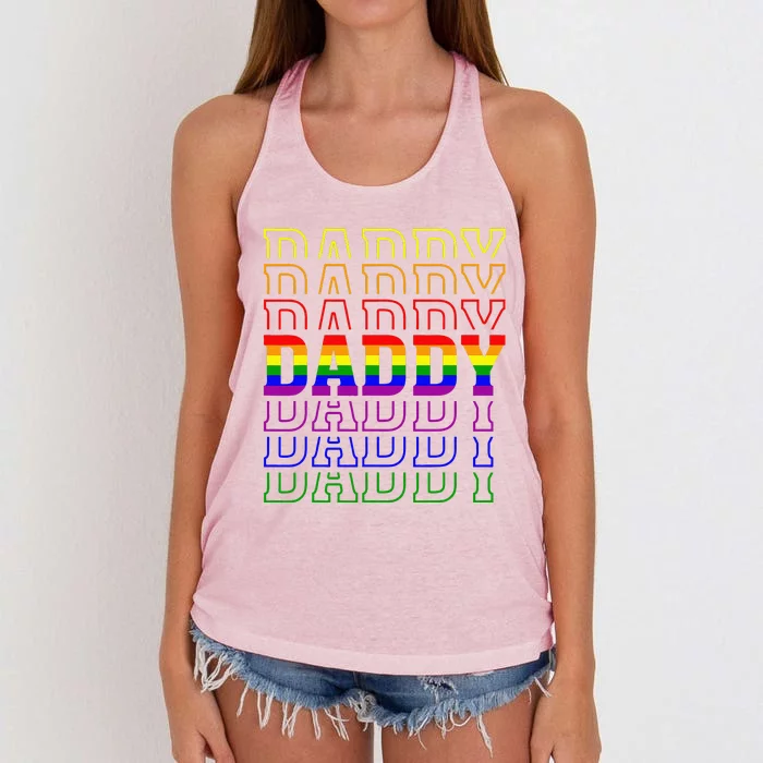 Funny Pride Daddy Proud Gay Lesbian LGBT Gift Fathers Day Women's Knotted Racerback Tank