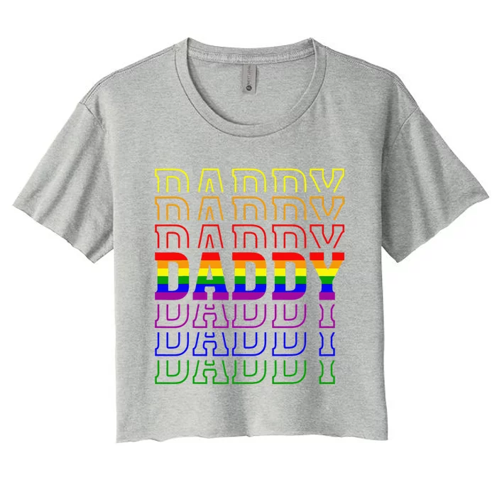 Funny Pride Daddy Proud Gay Lesbian LGBT Gift Fathers Day Women's Crop Top Tee