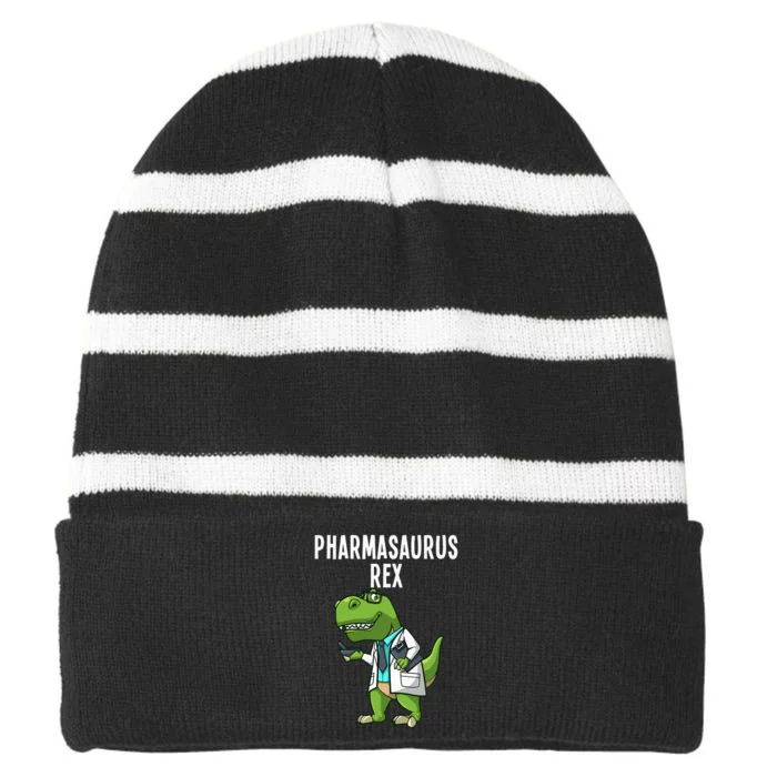 Funny Pharmacy Dinosaur Design For Wo Pharmacists Striped Beanie with Solid Band