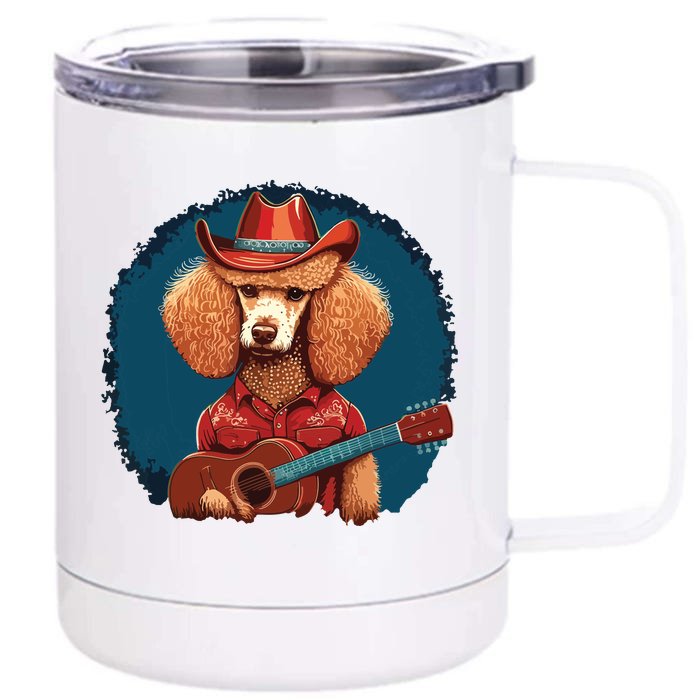 Funny Poodle Dog Miniature Poodle Toy Poodle Country Music Front & Back 12oz Stainless Steel Tumbler Cup