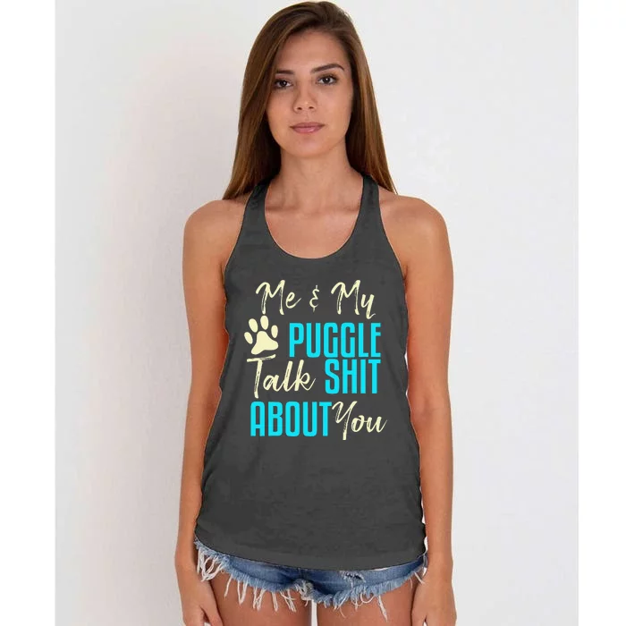 Funny Puggle Dog Pug Beagle Mom Dad Gift Idea Women's Knotted Racerback Tank