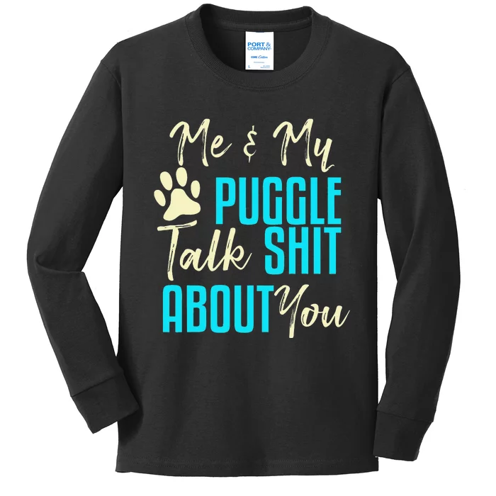 Funny Puggle Dog Pug Beagle Mom Dad Gift Idea Kids Long Sleeve Shirt