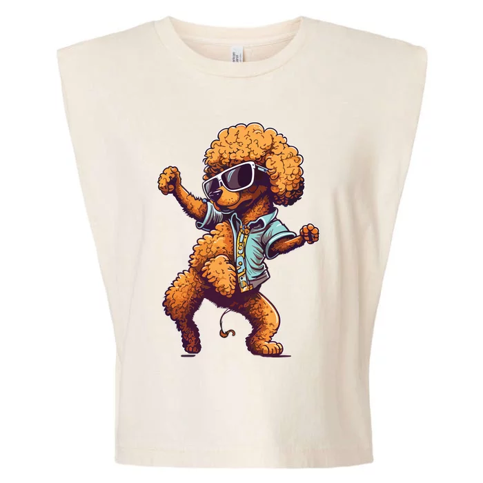 Funny Poodle Dog Miniature Poodle Toy Poodle Dance Dabbing Garment-Dyed Women's Muscle Tee