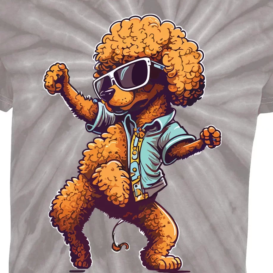 Funny Poodle Dog Miniature Poodle Toy Poodle Dance Dabbing Kids Tie-Dye T-Shirt