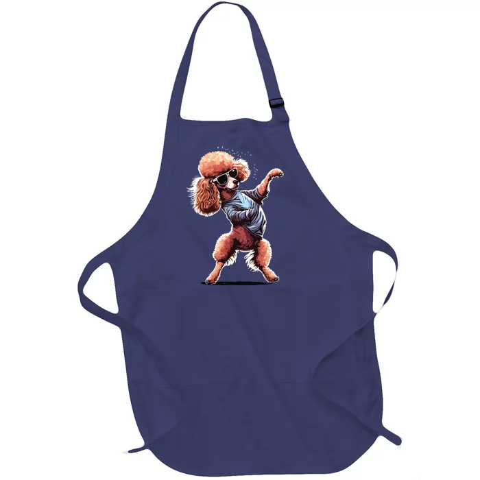 Funny Poodle Dog Miniature Poodle Toy Poodle Dance Dabbing Full-Length Apron With Pocket