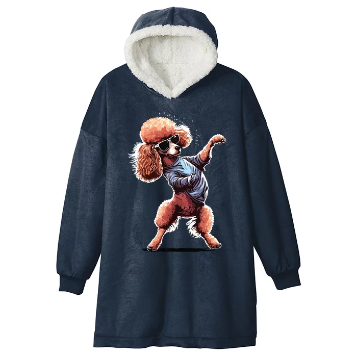 Funny Poodle Dog Miniature Poodle Toy Poodle Dance Dabbing Hooded Wearable Blanket