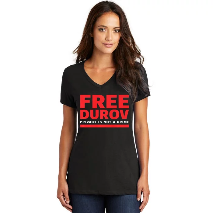 Free Pavel Durov Women's V-Neck T-Shirt