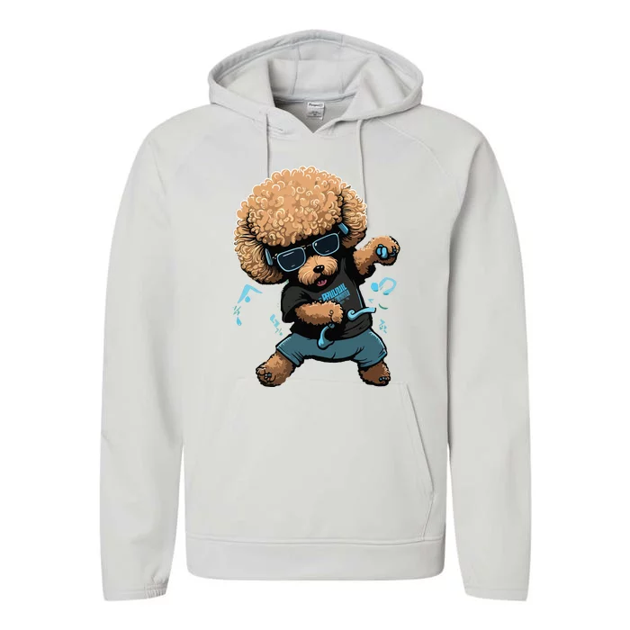 Funny Poodle Dog Miniature Poodle Toy Poodle Dance Dabbing Performance Fleece Hoodie