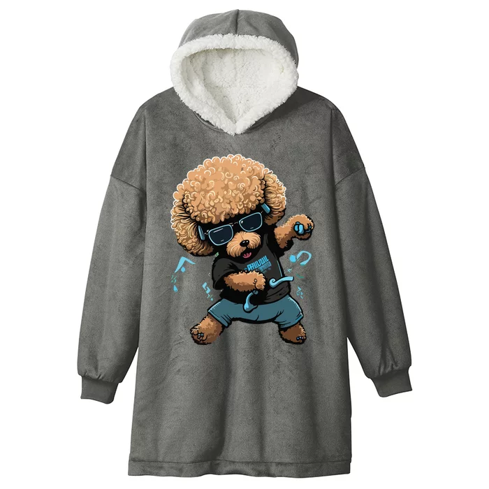 Funny Poodle Dog Miniature Poodle Toy Poodle Dance Dabbing Hooded Wearable Blanket