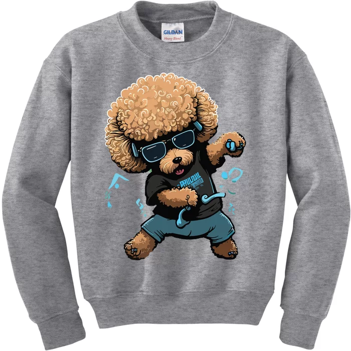 Funny Poodle Dog Miniature Poodle Toy Poodle Dance Dabbing Kids Sweatshirt