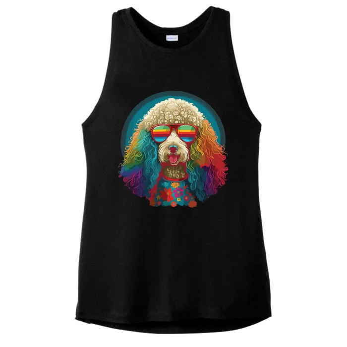 Funny Poodle Dog Miniature Poodle Toy Poodle Hippie Ladies Tri-Blend Wicking Tank