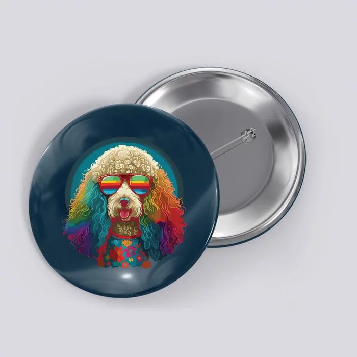 Funny Poodle Dog Miniature Poodle Toy Poodle Hippie Button