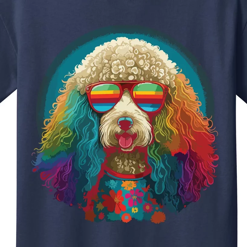 Funny Poodle Dog Miniature Poodle Toy Poodle Hippie Kids T-Shirt