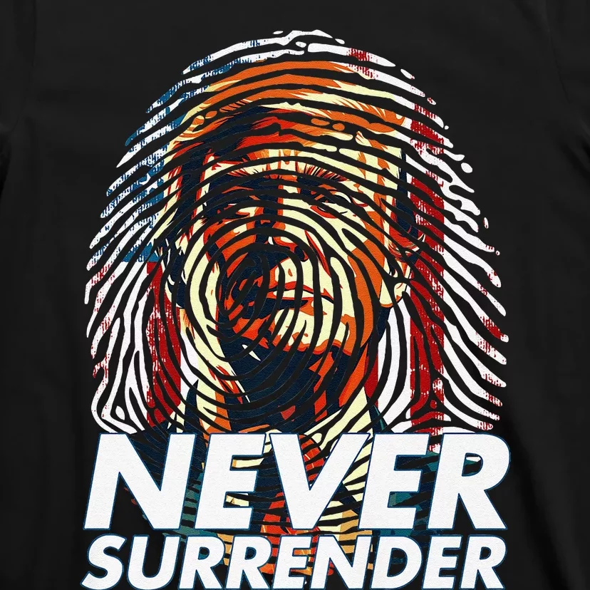 Funny President Donald Trump 2024 Never Surrender Fingerprint USA Premium T-Shirt