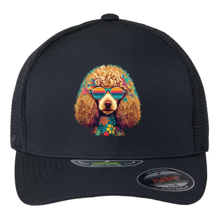 Funny Poodle Dog Miniature Poodle Toy Poodle Hippie Flexfit Unipanel Trucker Cap