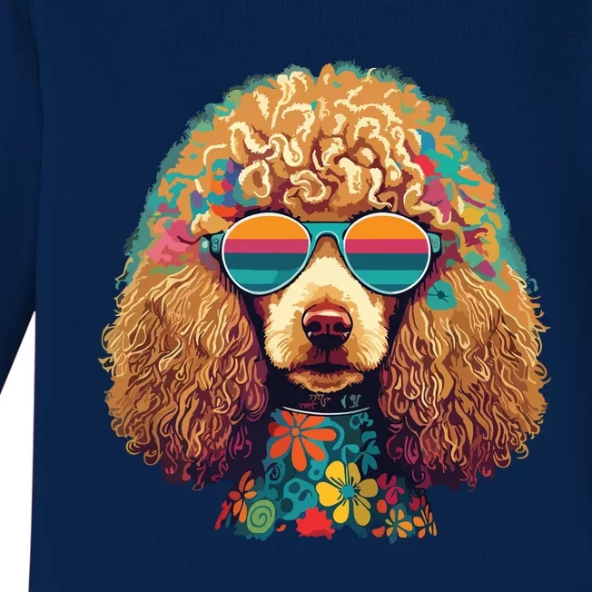 Funny Poodle Dog Miniature Poodle Toy Poodle Hippie Baby Long Sleeve Bodysuit