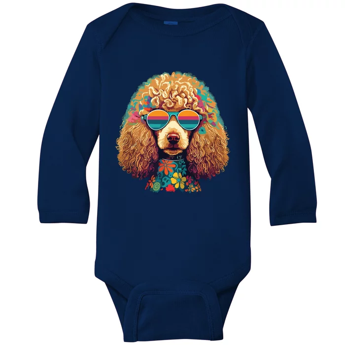 Funny Poodle Dog Miniature Poodle Toy Poodle Hippie Baby Long Sleeve Bodysuit