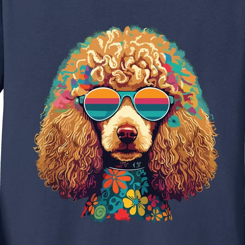 Funny Poodle Dog Miniature Poodle Toy Poodle Hippie Kids Long Sleeve Shirt