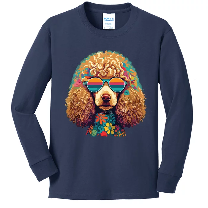 Funny Poodle Dog Miniature Poodle Toy Poodle Hippie Kids Long Sleeve Shirt