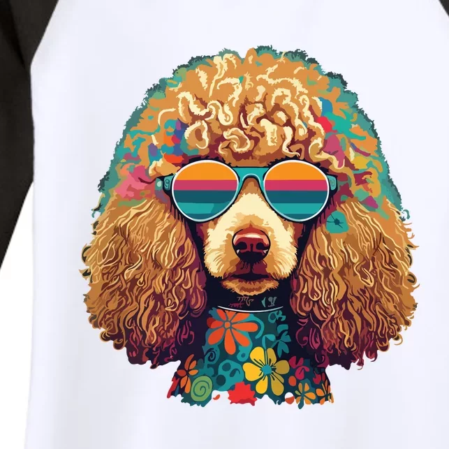 Funny Poodle Dog Miniature Poodle Toy Poodle Hippie Women's Tri-Blend 3/4-Sleeve Raglan Shirt