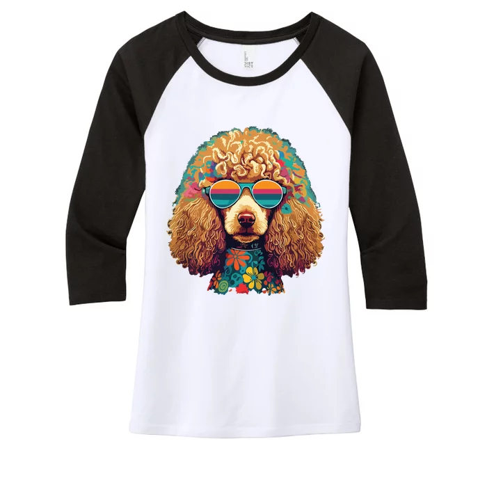 Funny Poodle Dog Miniature Poodle Toy Poodle Hippie Women's Tri-Blend 3/4-Sleeve Raglan Shirt